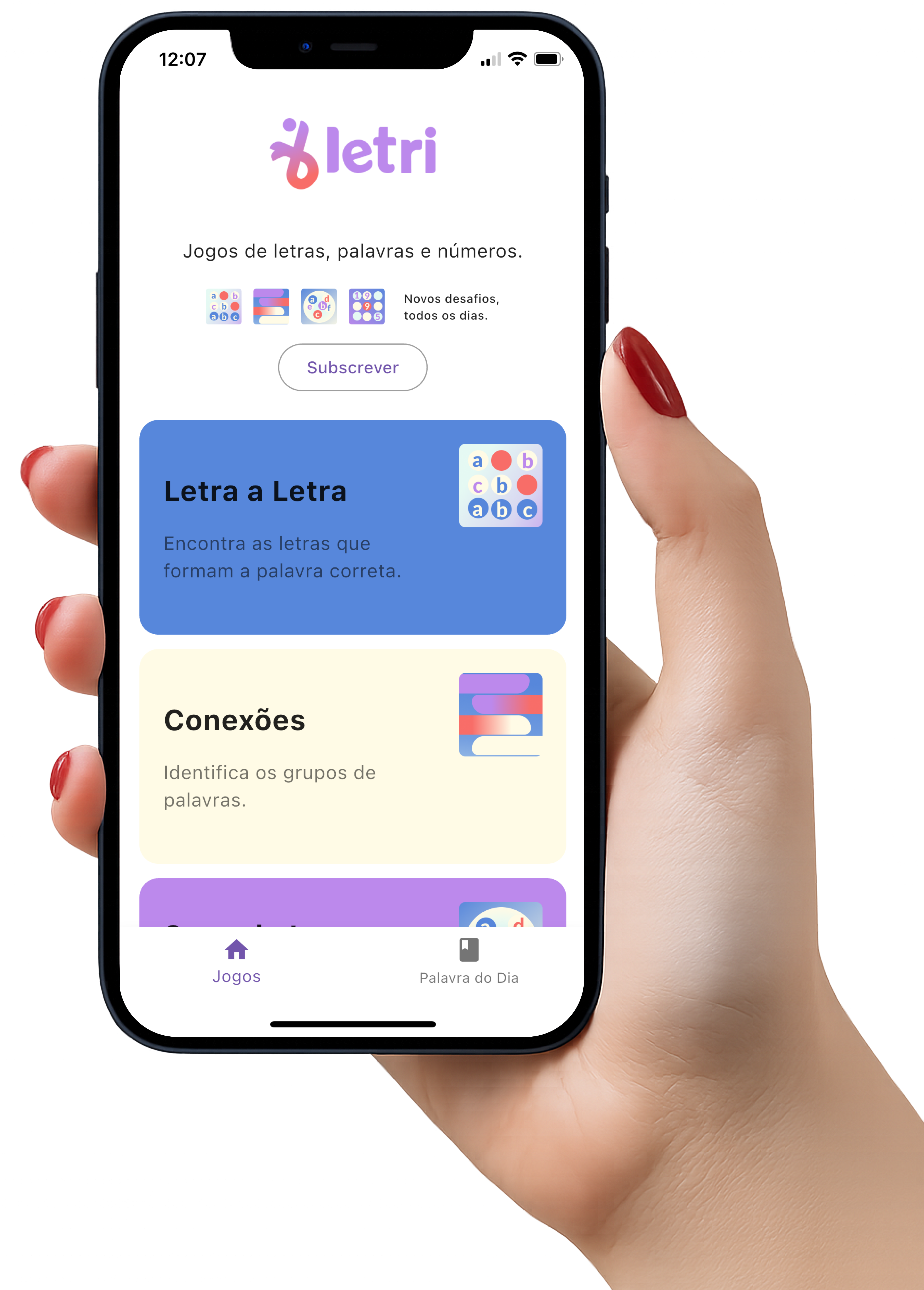 Pré-visualização da Letri no telemóvel